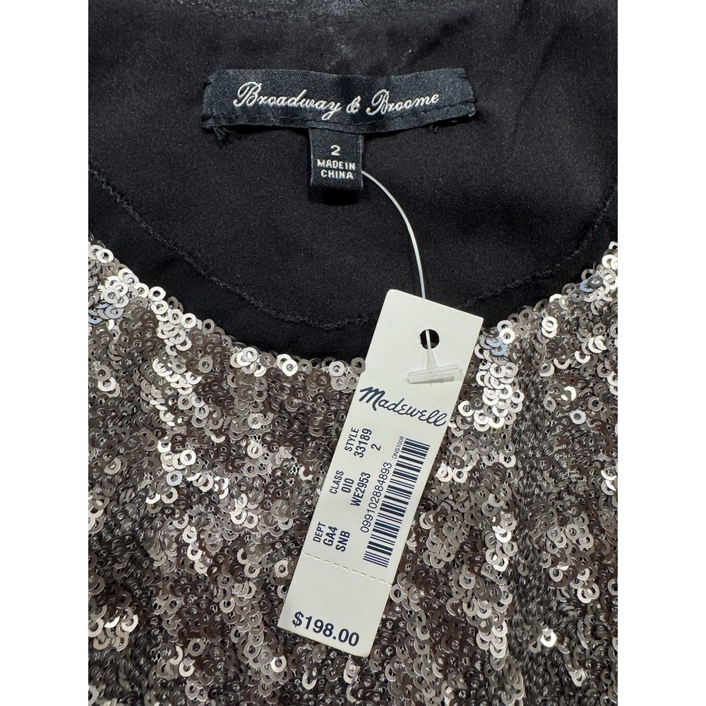Madewell Sequin Dress Blue Blk Silver Color Block Party Tank Sz 2 PERFECT - Picture 5 of 5